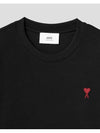 Chain Stitch Heart Logo Long Sleeve T-Shirt Black - AMI - BALAAN 4