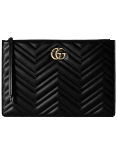 GG Marmont Large Pouch Black Gold Metal Clutch - GUCCI - BALAAN 1