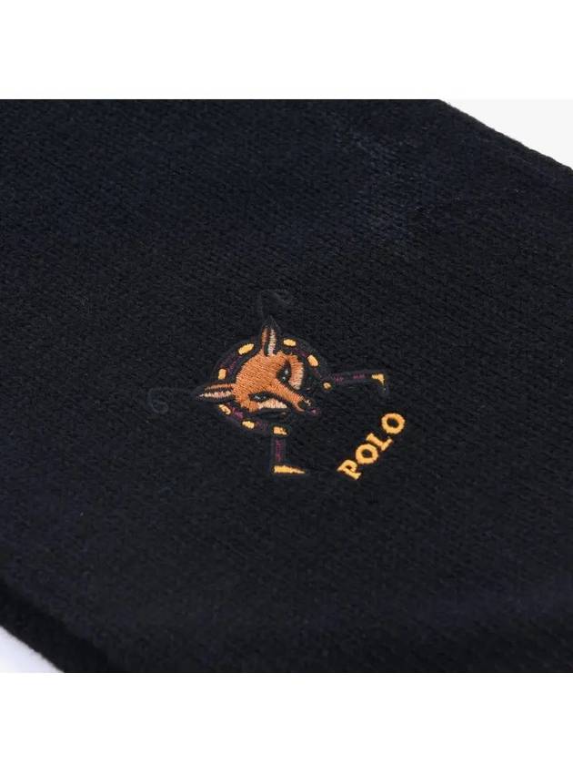 Fox Embroidered Wool Muffler Black - POLO RALPH LAUREN - BALAAN 4