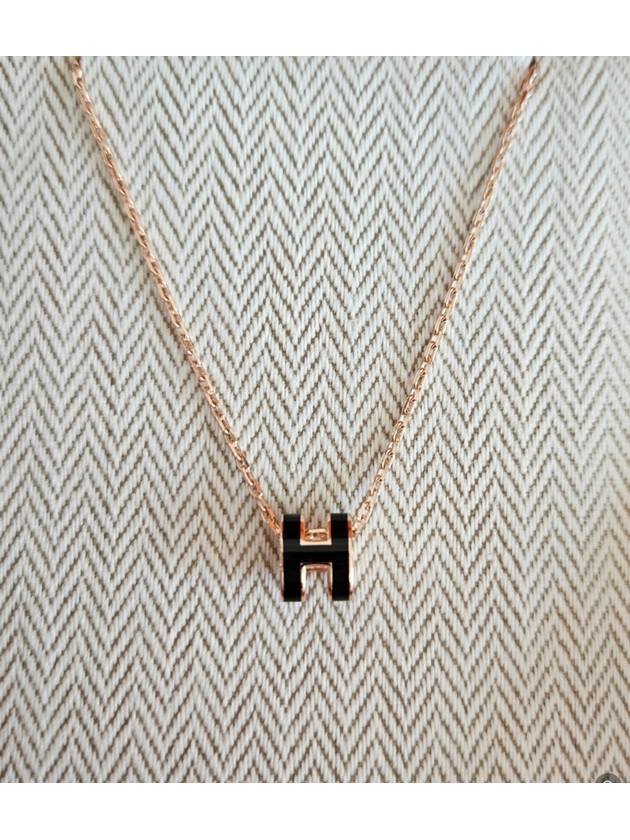 Mini PopAche Necklace Black Pendant Rose Gold Chain Necklace H147992F - HERMES - BALAAN 3