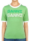 Women's Logo Fitted Short Sleeve T-Shirt Green - GANNI - BALAAN 4