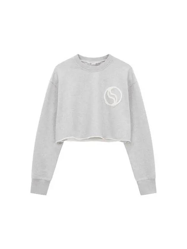 STELLA McCARTNEY Cropped Logo Patch Sweatshirt Melange Gray - STELLA MCCARTNEY - BALAAN 1