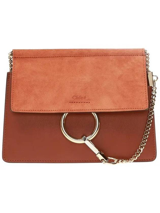 Fay Suede Chain Mini Shoulder Bag Classic Tobacco - CHLOE - BALAAN.