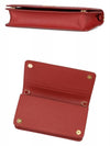 Saffiano Logo Chain Clutch Bag Red - PRADA - BALAAN.