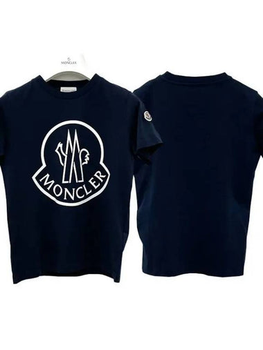 Kids Maxi Logo Short Sleeve T shirt 8Y 10Y Navy 8C00020 83907 778 270861 1096082 - MONCLER - BALAAN 1