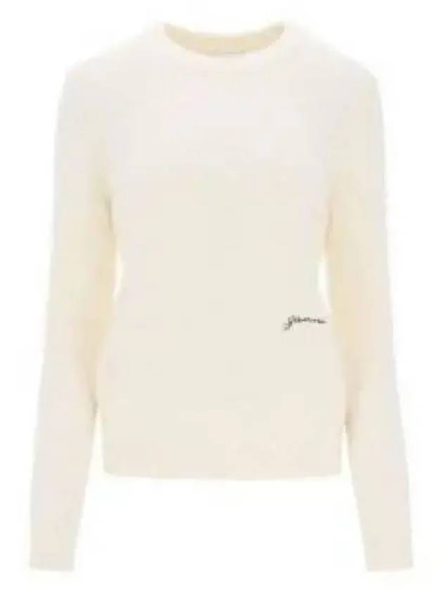 Alpaca Wool Blend Knit Top White - GANNI - BALAAN 2