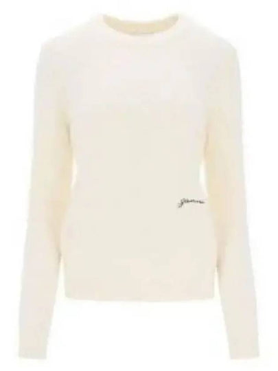 Alpaca Wool Blend Knit Top White - GANNI - BALAAN 2