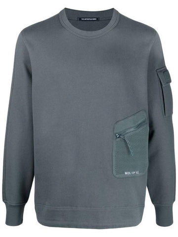 Metropolis Diagonal Fleece Utility Pocket Sweatshirt Charcoal - CP COMPANY - BALAAN.