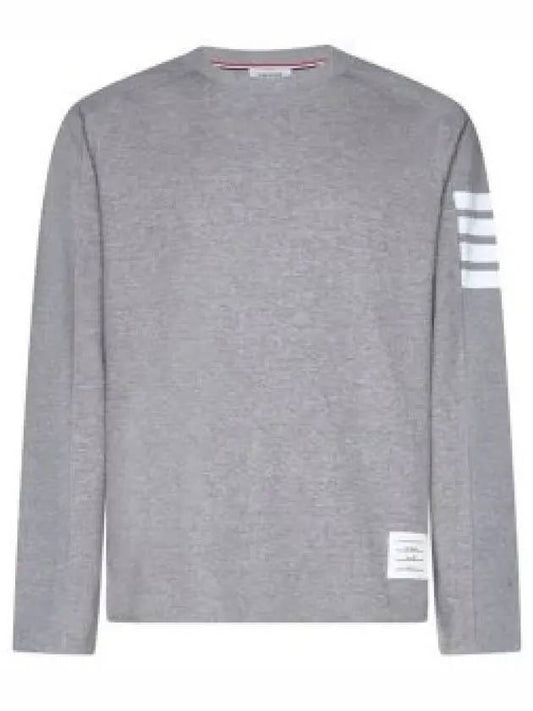 4-Bar Striped Cotton Long Sleeve T-Shirt Light Grey - THOM BROWNE - BALAAN 2