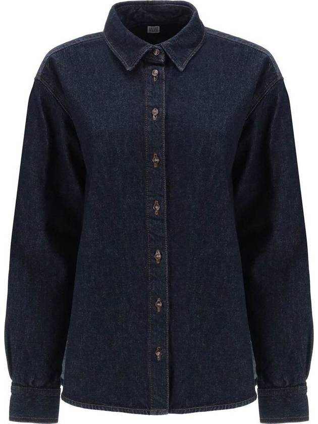 Denim Long Sleeve Shirt Navy - TOTEME - BALAAN 1