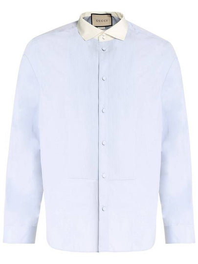 Cotton Poplin Boxy Long Sleeve Shirt Blue - GUCCI - BALAAN 2