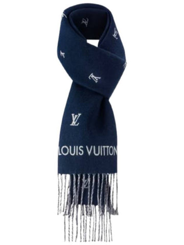 Men s scarf shawl LV blazon navy blue - LOUIS VUITTON - BALAAN 1