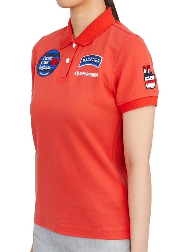 Women's Goody Emblem Short Sleeve PK Shirt Orange - HORN GARMENT - BALAAN 3