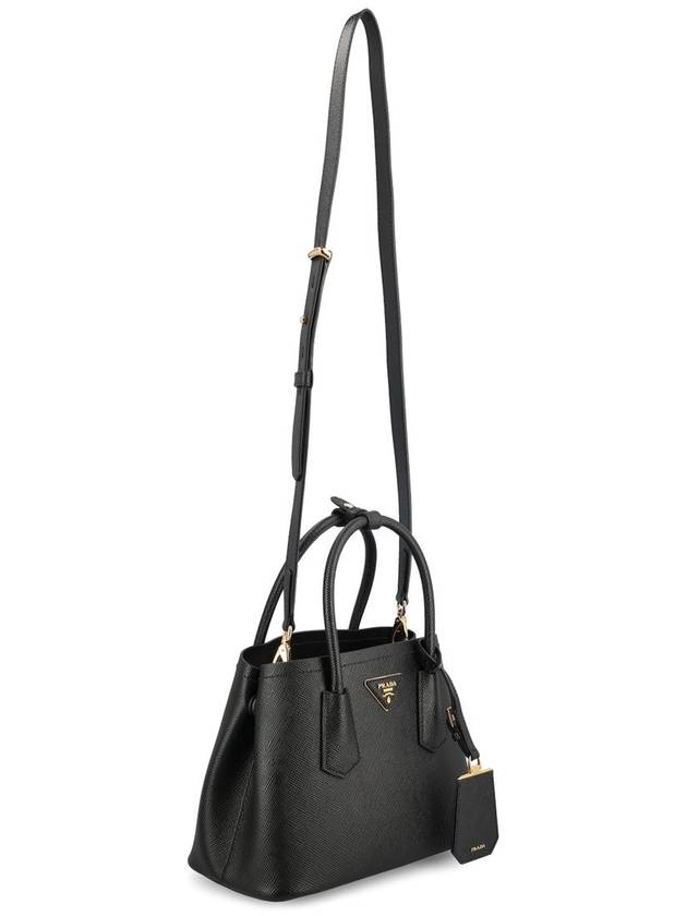 Double Saffiano Leather Mini Bag Black - PRADA - BALAAN 4