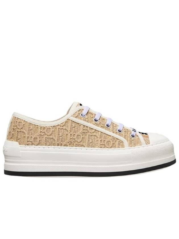 Walk Platform Sneakers Natural Raffia Effect Cotton Embroidery Oblique Motif KCK385OBF S23J - DIOR - BALAAN 1