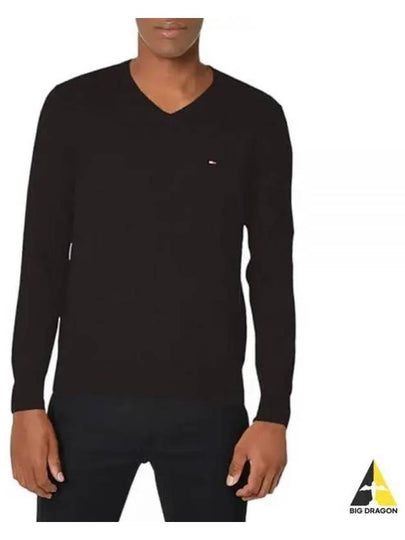 V neck flak embroidered knit top black - TOMMY HILFIGER - BALAAN 2