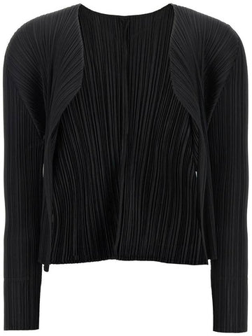 Pleats Basic Cardigan Black - ISSEY MIYAKE - BALAAN 1