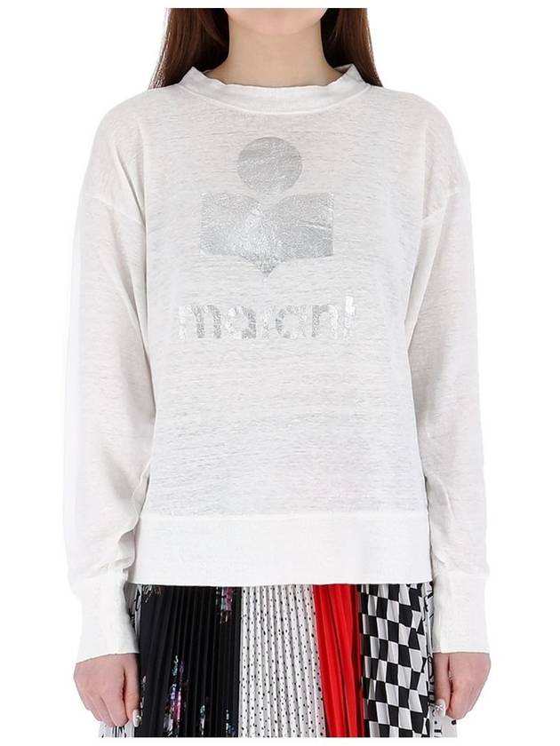 Klowia Logo Print Linen Sweatshirt White - ISABEL MARANT - BALAAN 3