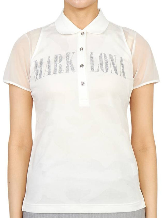 Golf Gauge Jacquard MLW 3A AP05 WHITE Women s Collar Short Sleeve T Shirt Regular Fit - MARK & LONA - BALAAN 2