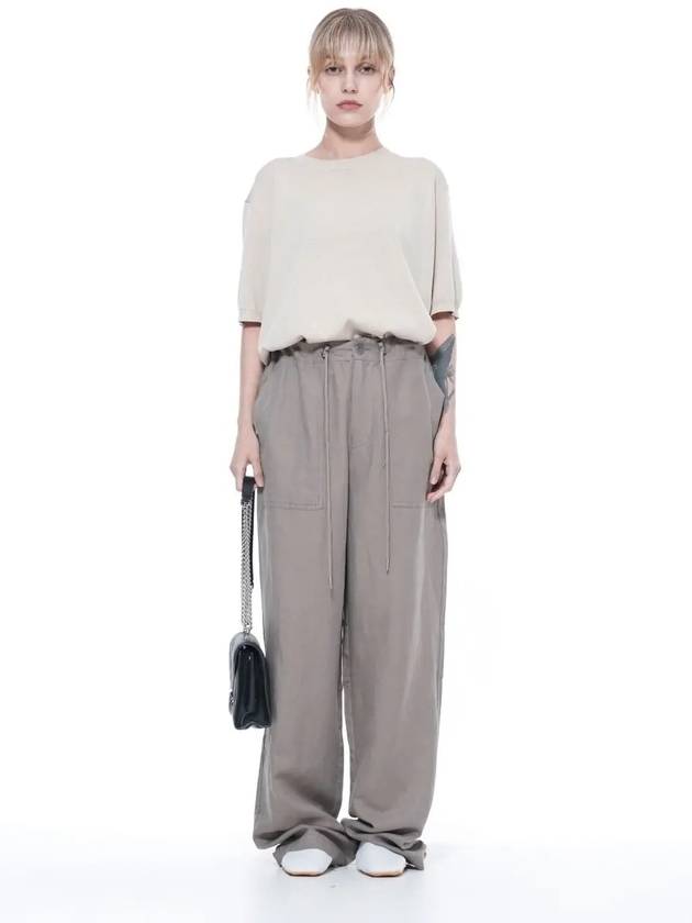 Women s LSSWP BR Linen Slit String Wide Pants Brown - CHANCE'S NOI - BALAAN 5