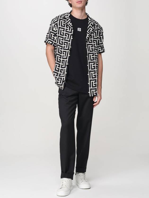 Monogram Print Short Sleeve Shirt Black - BALMAIN - BALAAN 3