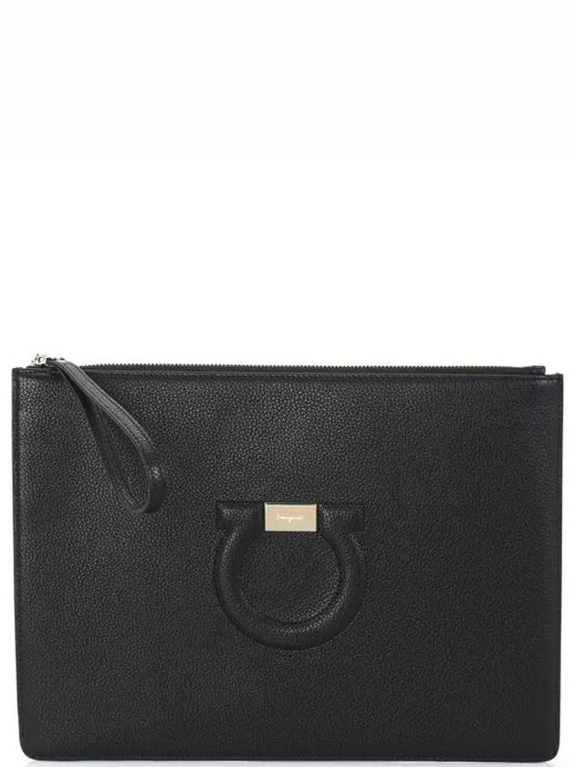 Embossed Gancini Clutch Bag Black - SALVATORE FERRAGAMO - BALAAN 2