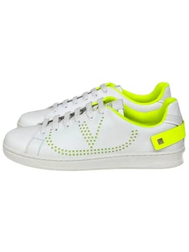 V Logo Low Top Sneakers White Lime - VALENTINO - BALAAN 3