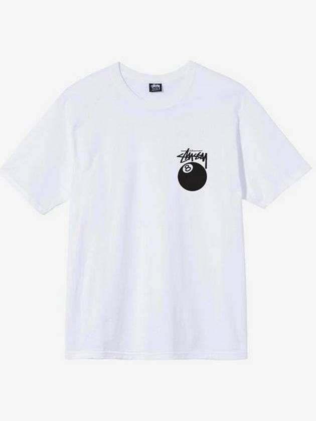 8 Ball Crew Neck Cotton Short Sleeve T-Shirt White - STUSSY - BALAAN 3