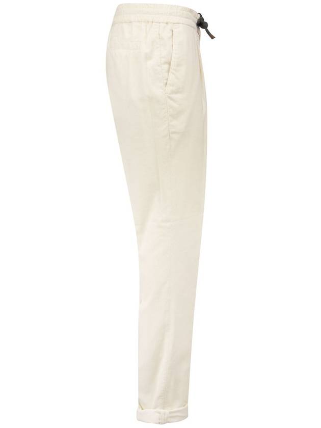 Men's Drawstring Straight Pants Ivory - BRUNELLO CUCINELLI - BALAAN 4