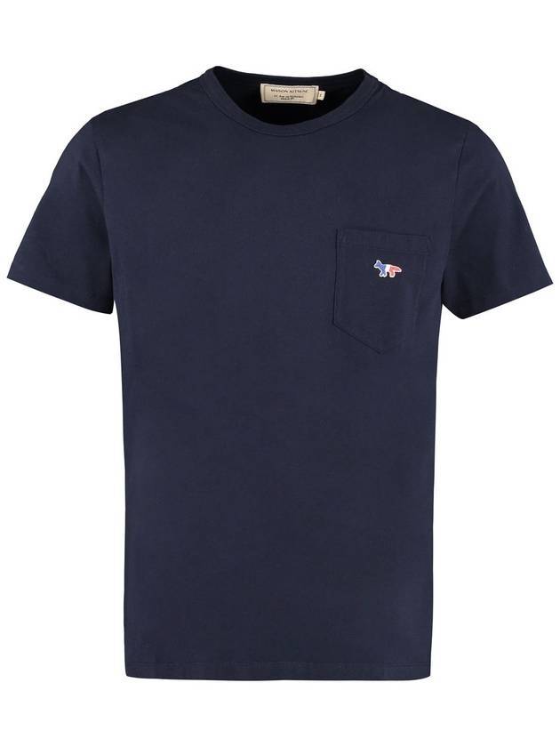 Tricolor Fox Patch Short Sleeve T-Shirt Navy - MAISON KITSUNE - BALAAN 1