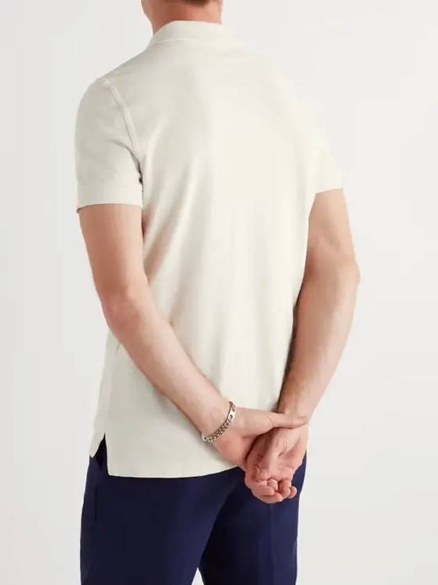 Cotton Pique Short Sleeve Button Passing Polo TShirt Ivory - TOM FORD - BALAAN 2