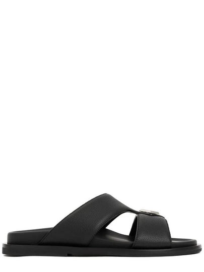 Aqua Grained Calfskin Sandal Black - DIOR - BALAAN 2