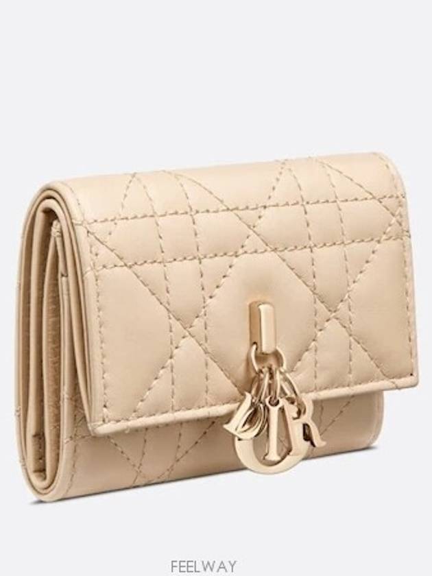 My Dior 3 fold wallet powder beige cannage sheepskin - DIOR - BALAAN 2