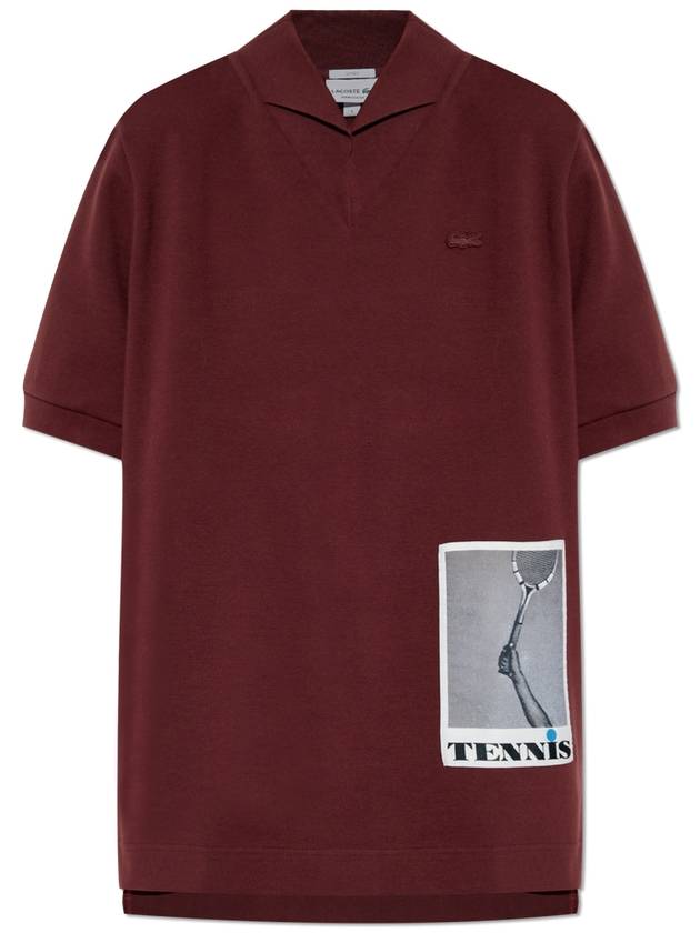 Lacoste Polo With Patch, Unisex, Burgundy - LACOSTE - BALAAN 1