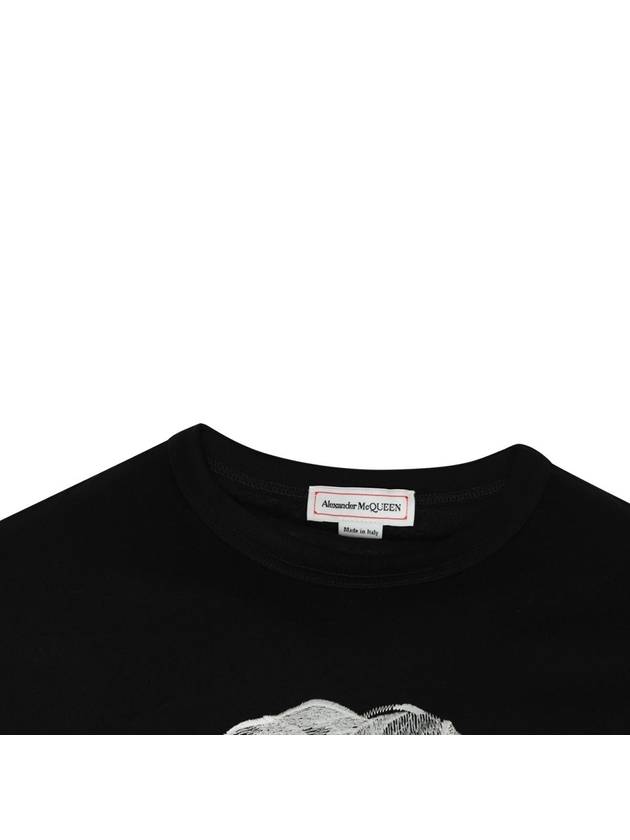 Skull Embroidery Short Sleeve T-Shirt Black - ALEXANDER MCQUEEN - BALAAN 6