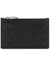 Intrecciato Zipper Single Card Wallet Black - BOTTEGA VENETA - BALAAN 2