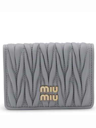 Matelasse Nappa Leather Card Wallet Grey - MIU MIU - BALAAN 1