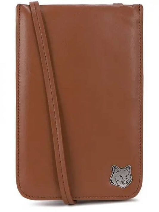 Fox Head Leather Messenger Cross Bag Brown - MAISON KITSUNE - BALAAN 2