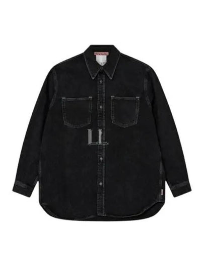 Cotton Denim Long Sleeve Shirt Black - ACNE STUDIOS - BALAAN 2