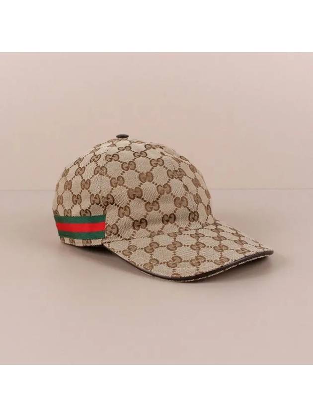 Original GG Web Supreme Canvas Baseball Ball Cap Beige Ebony - GUCCI - BALAAN 3