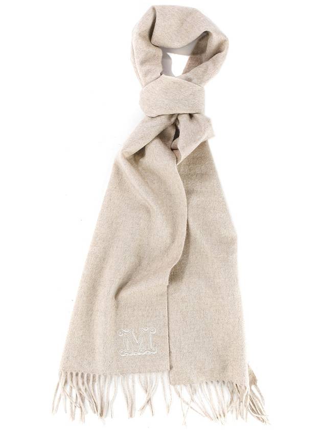 Wsdalia Logo Fringe Cashmere Muffler Beige - MAX MARA - BALAAN 2