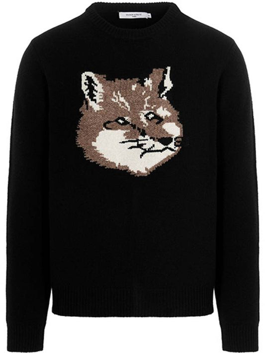 Men's Big Fox Head Classic Pullover Wool Knit Top Black - MAISON KITSUNE - BALAAN 2