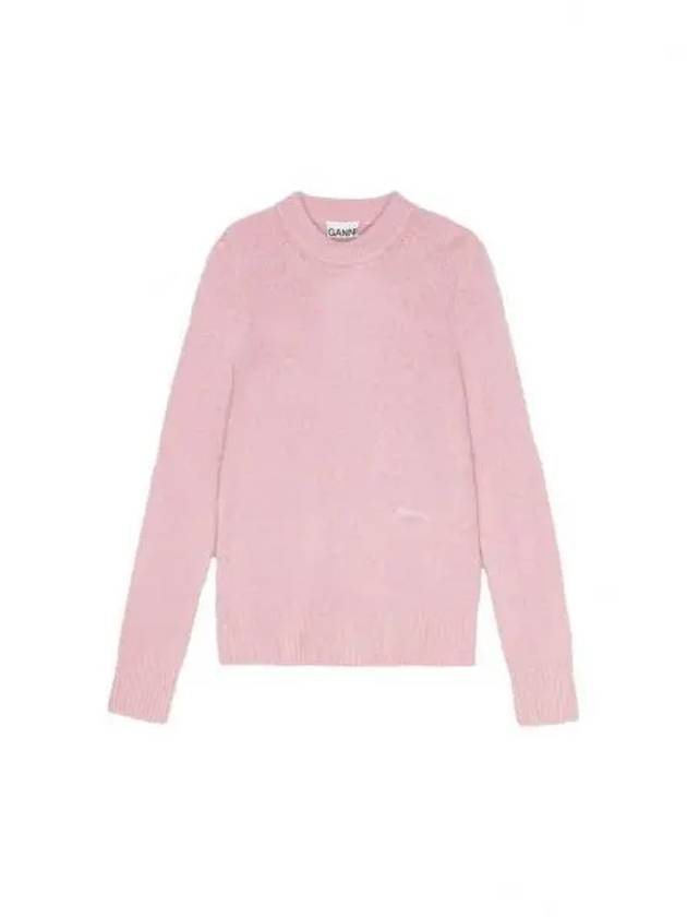 Brush Alpaca O Neck Knit Top Pink - GANNI - BALAAN 2