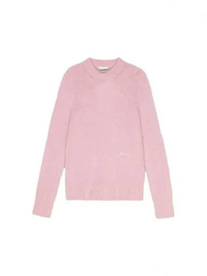 Brush Alpaca O Neck Knit Top Pink - GANNI - BALAAN 2