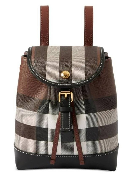 Check Mini Backpack Dark Brown - BURBERRY - BALAAN 1