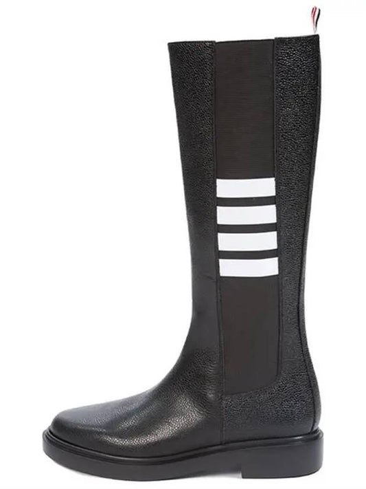 Logo Pebble Leather Chelsea Long Boots Black - THOM BROWNE - BALAAN 2