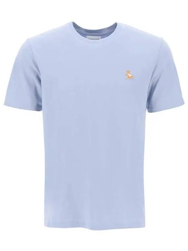 Chillax Fox Patch Regular Short Sleeve T-Shirt Blue - MAISON KITSUNE - BALAAN 3