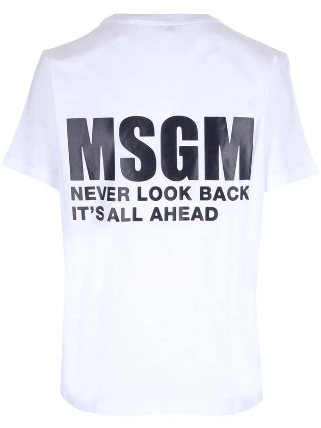 Back Logo Print Cotton Short Sleeve T-Shirt White - MSGM - BALAAN 3