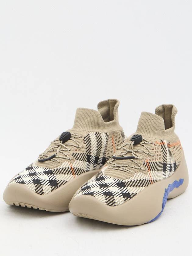 Neptune Check Knit Low Top Sneakers Sand - BURBERRY - BALAAN 3