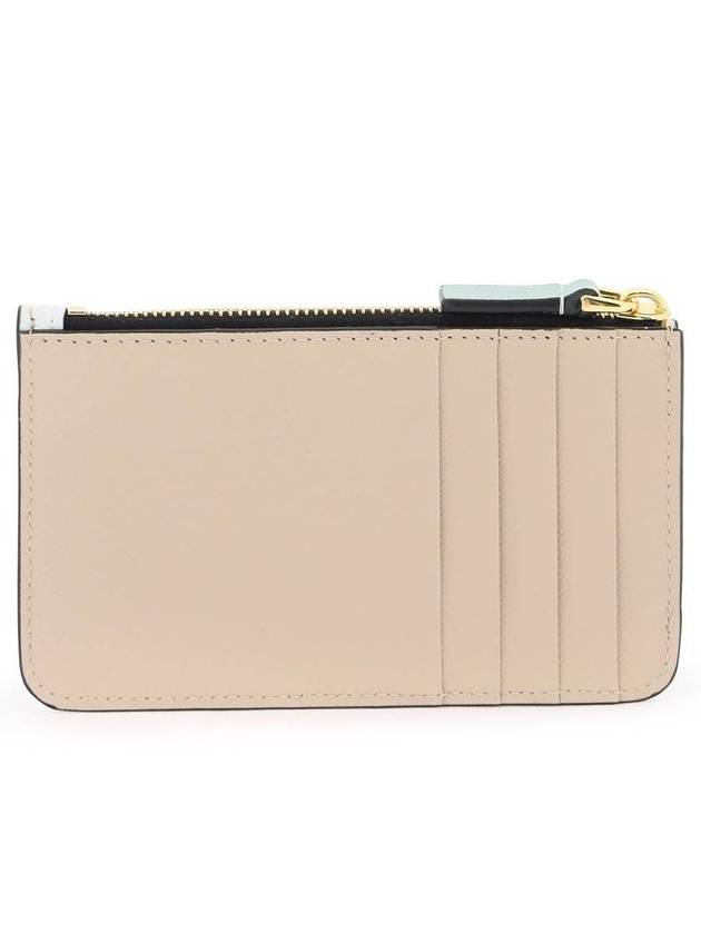 Saffiano Two-Tone Zipper Card Wallet Lime Stone Tea Green - MARNI - BALAAN 4